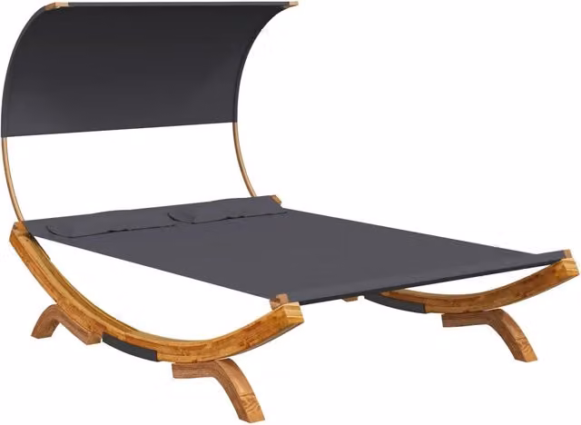 Lettino con Tettuccio 165x203x126 cm in Legno Curvato Antracite CFW5041208