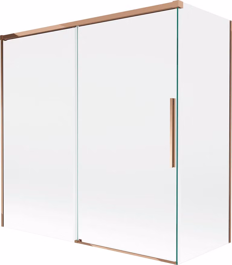 Mexen Rox parete doccia scorrevole a 2 ante 160 + 80 x 150 cm, trasparente, oro rosa - 8C9-160-080-60-00