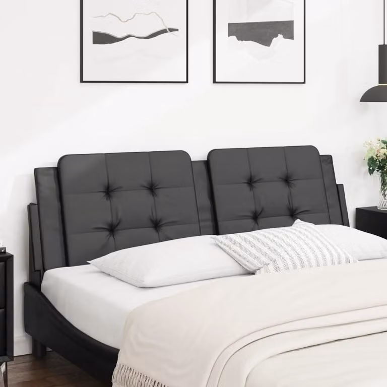 Testiera per letto vidaXL Zadar in similpelle nera, modello imbottito da parete, Larghezza: 160 cm