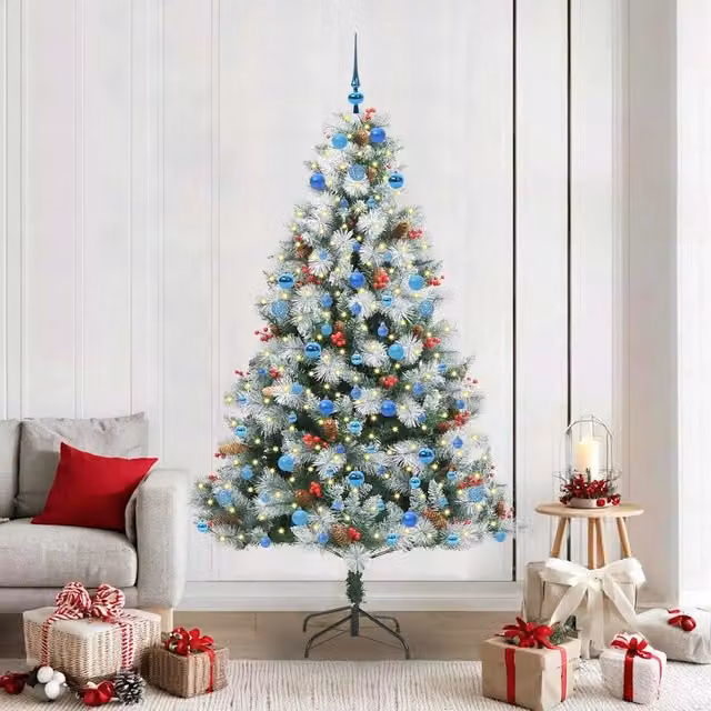 Albero di Natale artificiale Verde e bianco 210 cm 3395195