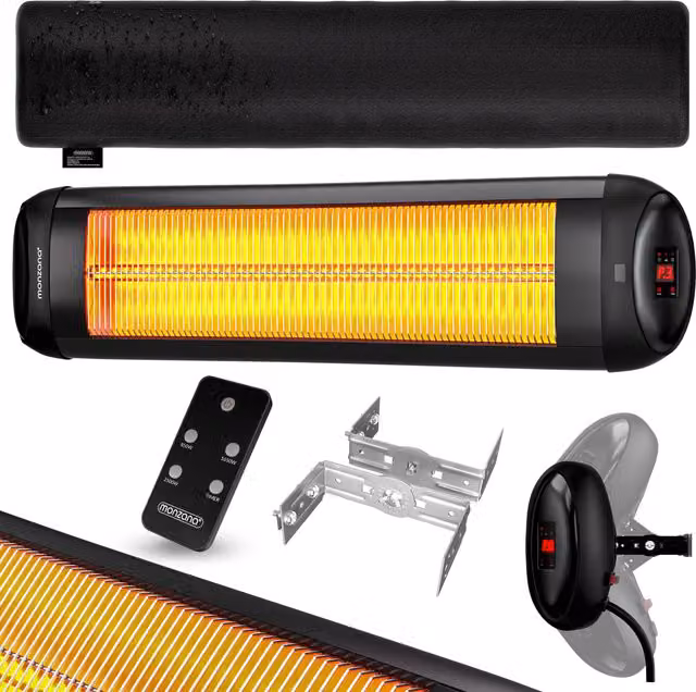 Stufa a infrarossi Monzana da 2500W in alluminio nera – 1