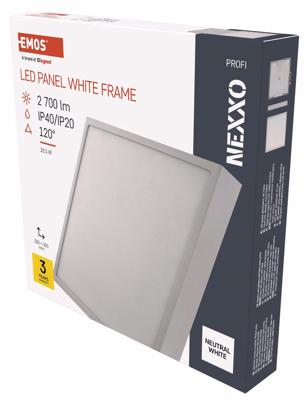 EMOS Apparecchio LED NEXXO, quadrato, bianco, 28,5W, bianco neutro, ZM6155