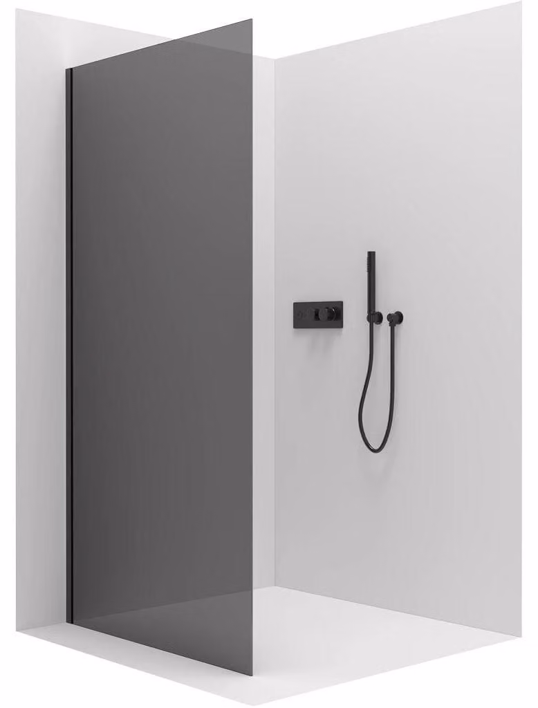 CERANO - Parete laterale Varone L/P - 6 mm - nero opaco, vetro grafite - 70x195 cm