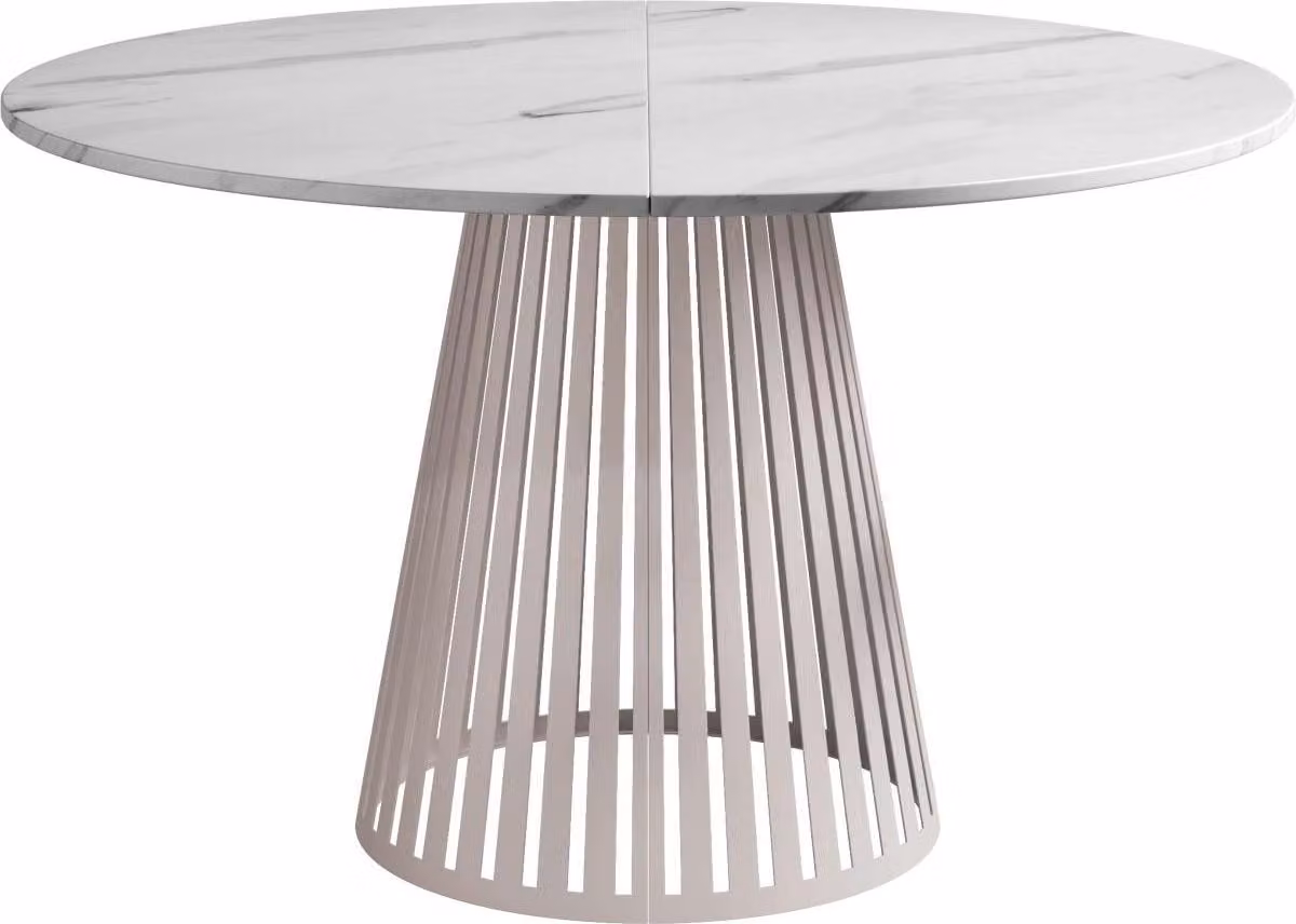 Tavolo MIRJAN24 Cone 100, tavolo da pranzo, gambe in acciaio (colore: Cashmere / marmo bianco)