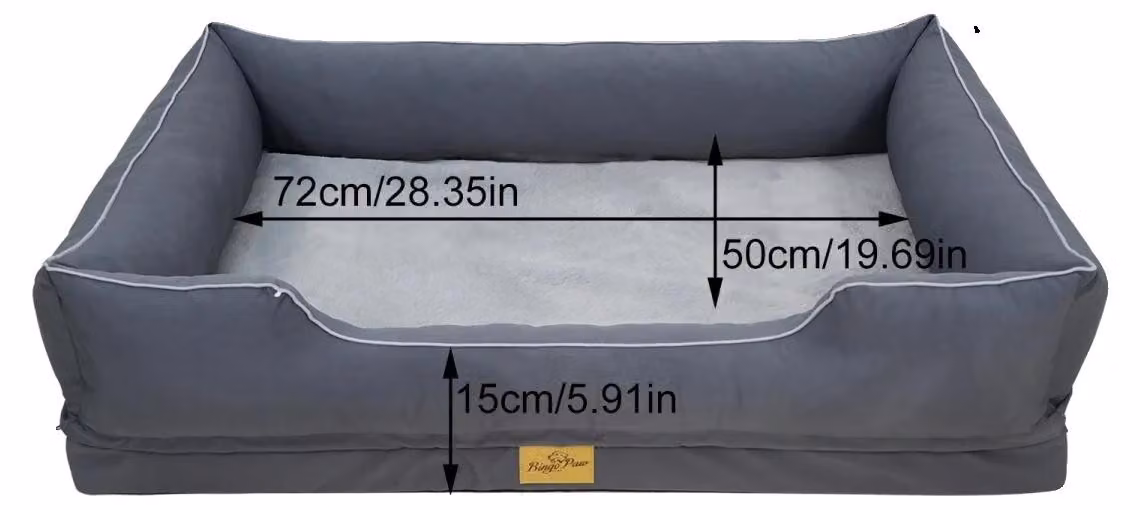 Cuccia per cani, supporto ortopedico, rivestimento impermeabile, colore grigio