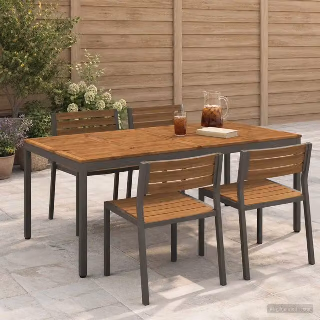 Tavolo da cena da giardino Naturale e Caffè 196 x 100,5 x 75 cm 3394421