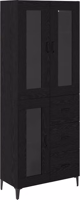 Credenza | Madia | Buffet da pranzo | Armadio da pranzo Rovere Nero 69,5 x 34 x 180 cm Legno multistrato
