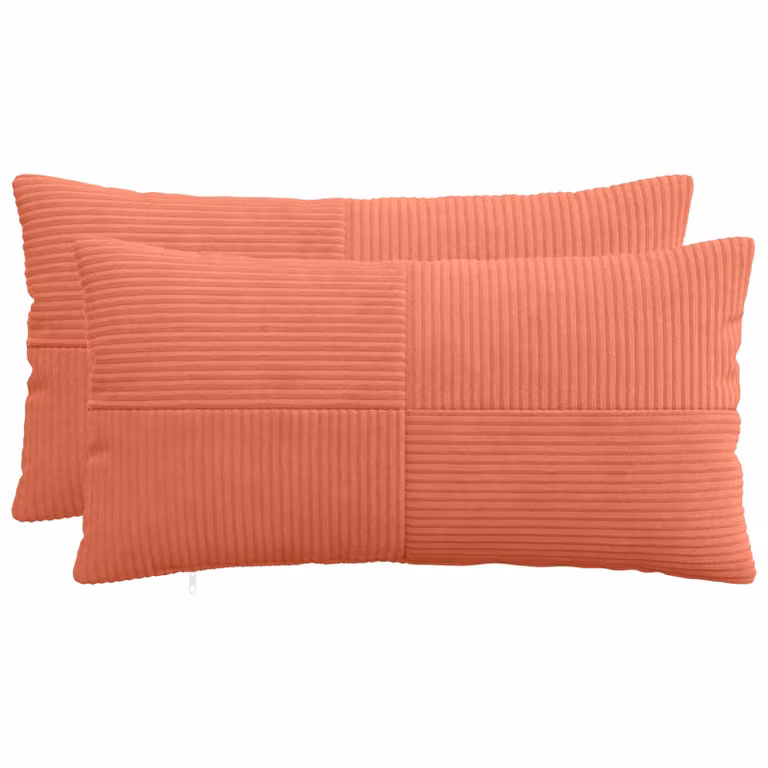 Set di 2 federe vidaXL ALMELO in velluto a coste, colore rosso arancio, L 40 cm x P 70 cm