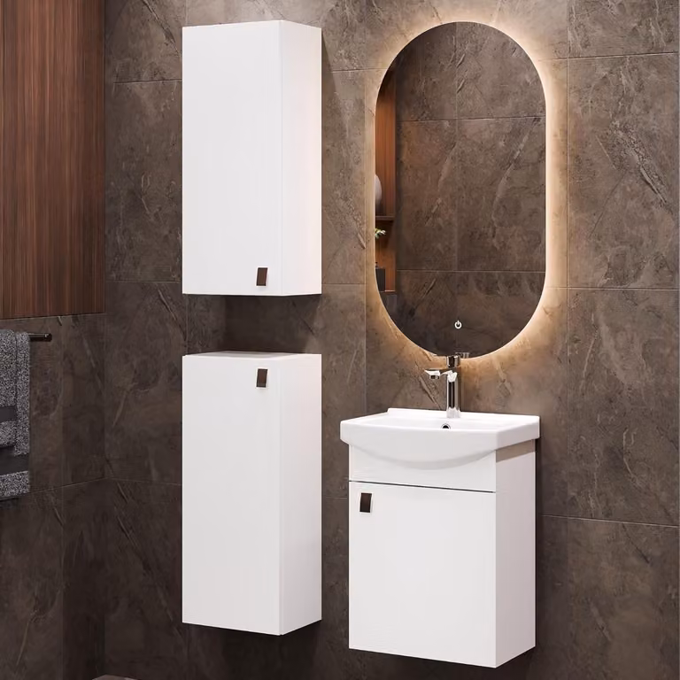 Set di mobili da bagno - Mobile da bagno - Mobile lavabo - Armadietto a specchio - Mobile contenitore