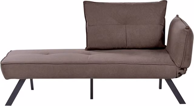 Chaise longue destra in tessuto marrone con schienale regolabile e funzione letto con cuscino idrorepellente
