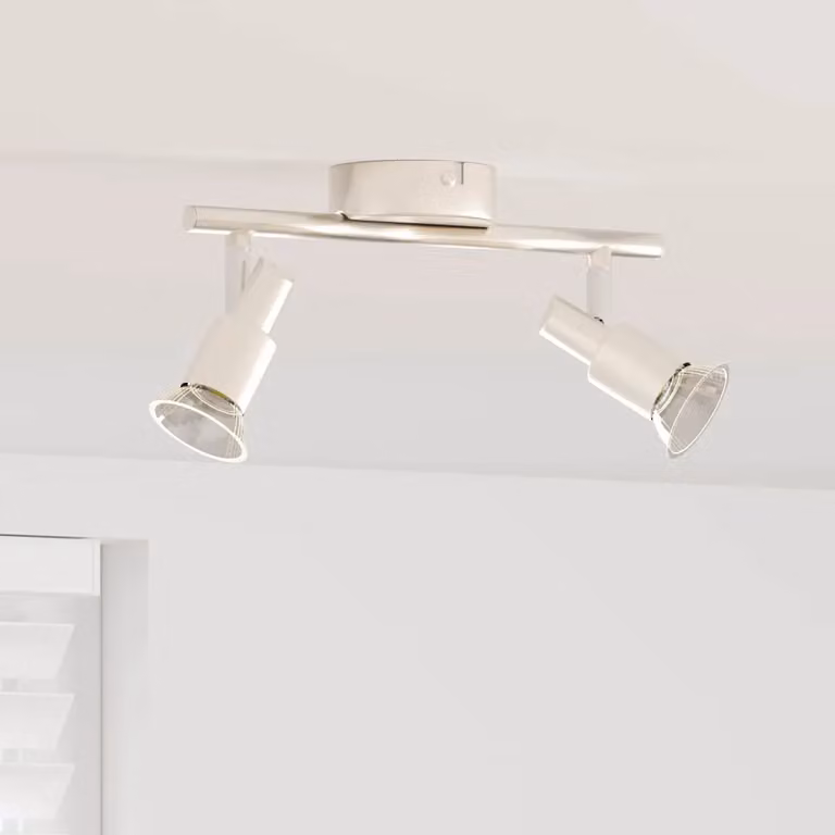 Faretto da soffitto regolabile vidaXL in metallo argento, attacco E27, L 25,5 cm x P 8 cm x H 11 cm