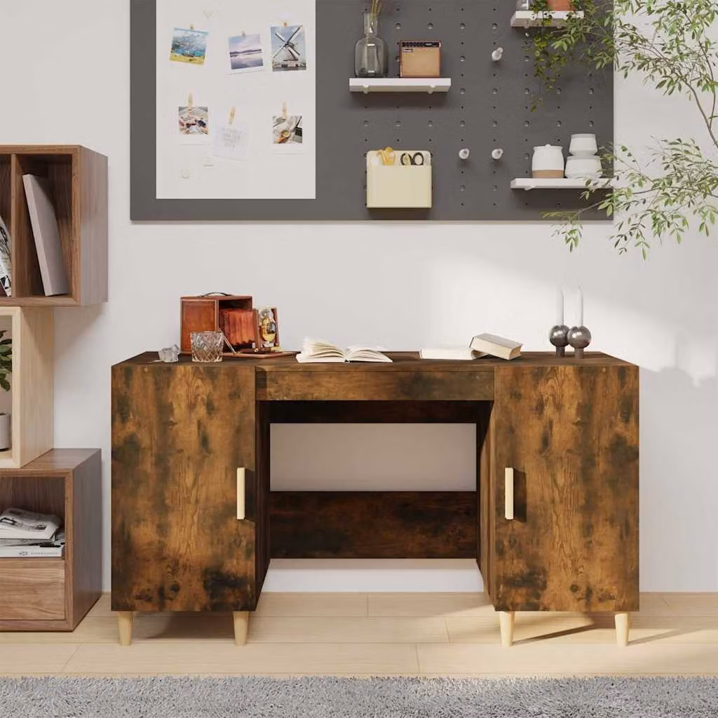 Scrivania da ufficio vidaXL in legno color marrone, L: 140 cm, P: 50 cm, H: 75 cm