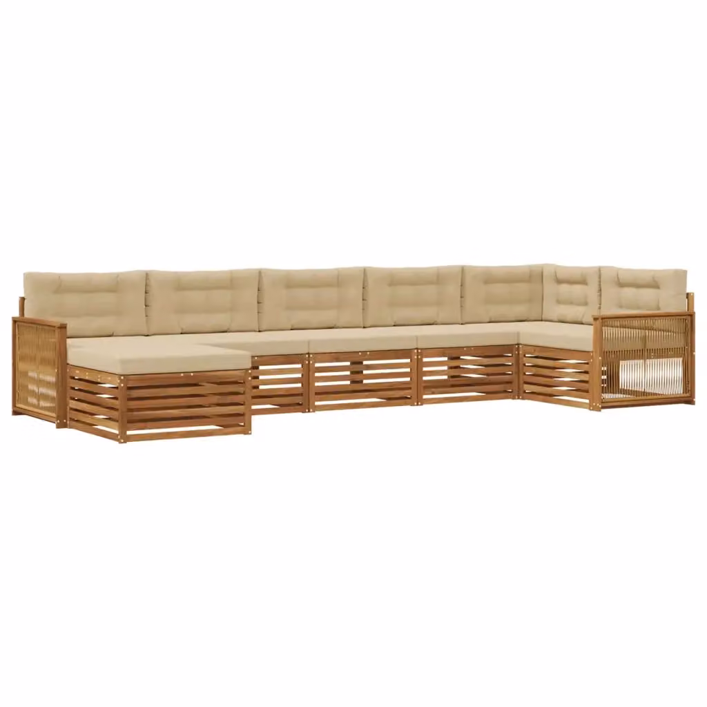 Set di divani da esterno a L con 7 pezzi vidaXL in legno di acacia color sabbia e beige – 2