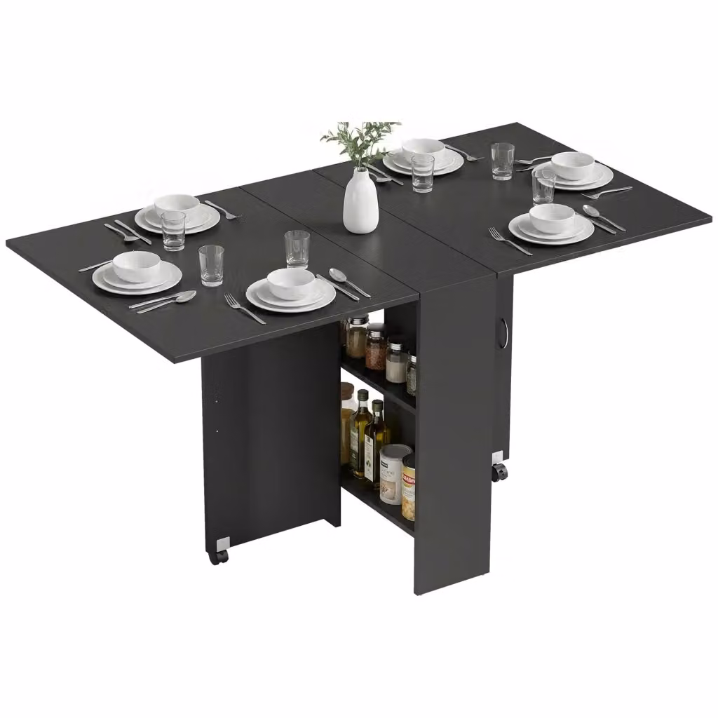 Tavolo da cucina pieghevole XYLO nero con ruote L: 140 cm, P: 75 cm, H: 74 cm – 2