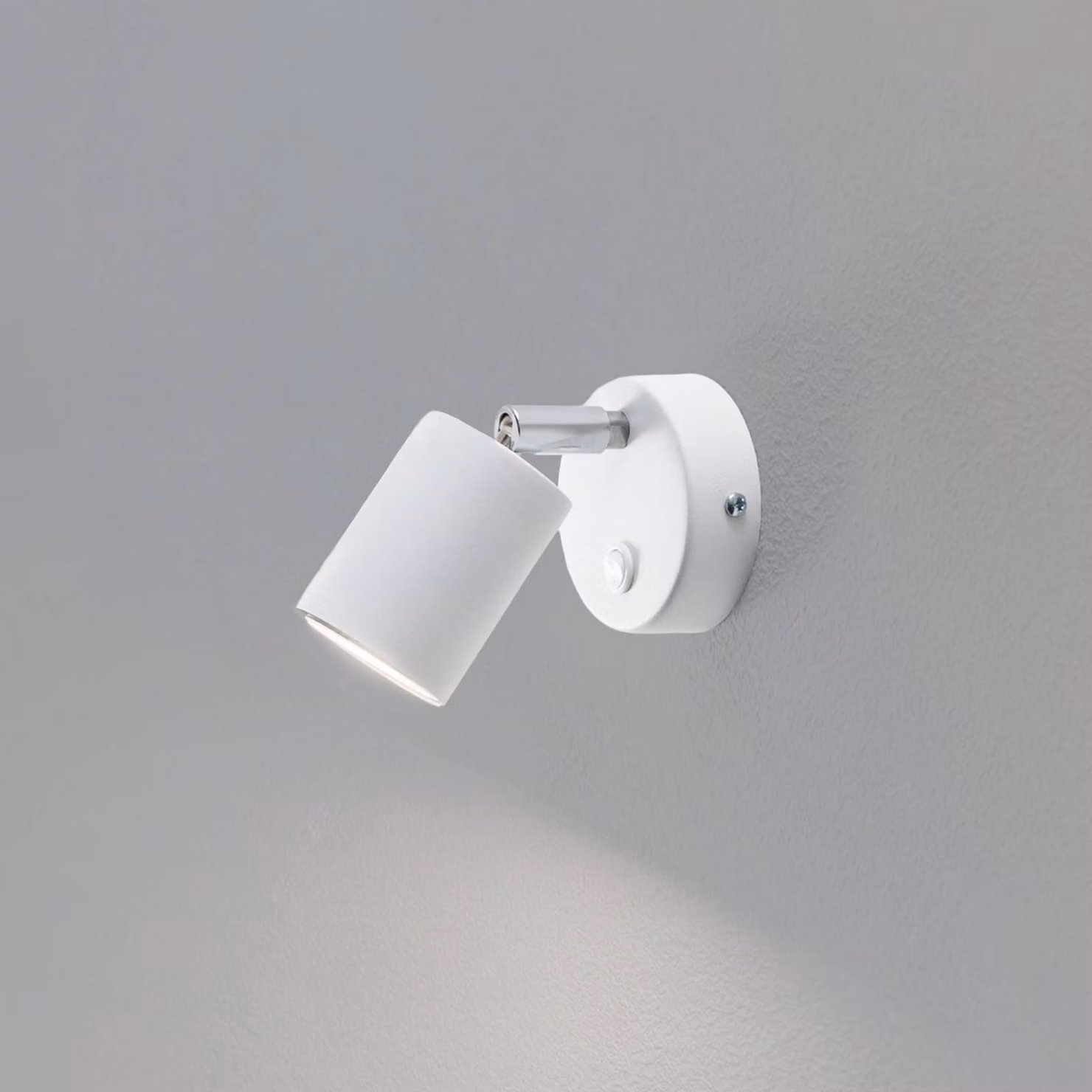 Faretto da parete Fun, bianco, altezza 14 cm, regolabile, GU10 Fun Luminex, Bianco / Opale, Soggiorno / Sala da pranzo, Metallo, Moderno, Faretto alogeno