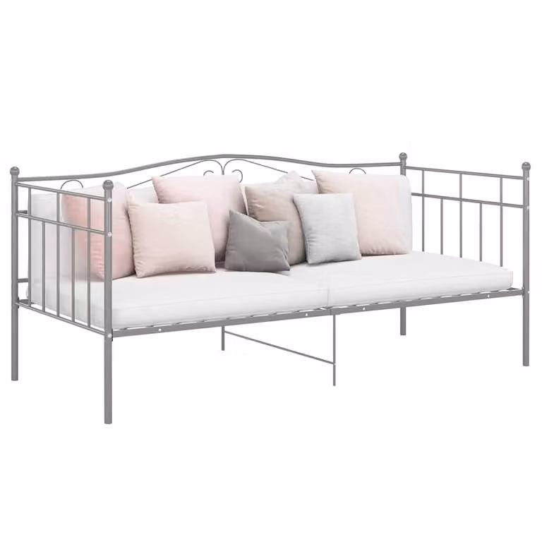 vidaXL Telaio Divano Letto Grigio in Metallo 90x200 cm