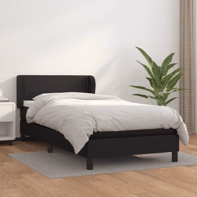 Letto a Molle Ibrido vidaXL con Materasso in Similpelle Nero e Bianco L/P/H: 90 x 200 x 88 cm