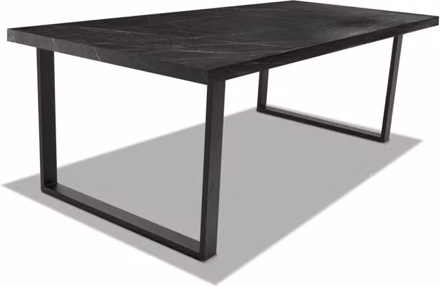 Tavolo da pranzo in legno e metallo con piedi quadrati neri - 220x100 cm