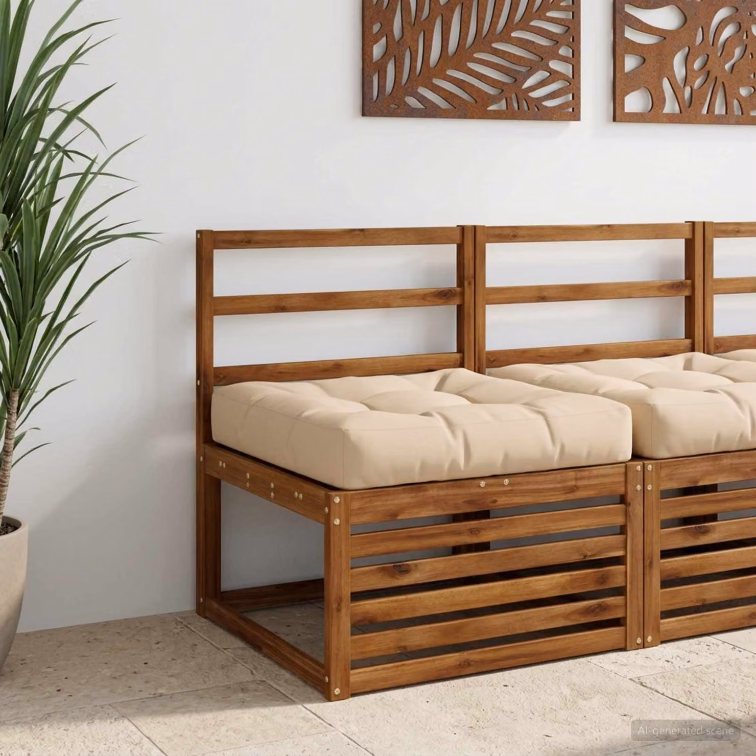 Cuscino per sedia vidaXL VIANEN in poliestere, modello moderno rettangolare, colore beige