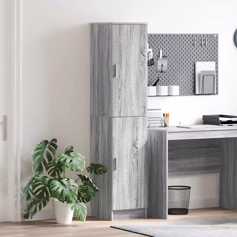 Credenza moderna vidaXL in MDF Grigio Sonoma con ante a battente, L/P/H: 35 x 39 x 168 cm