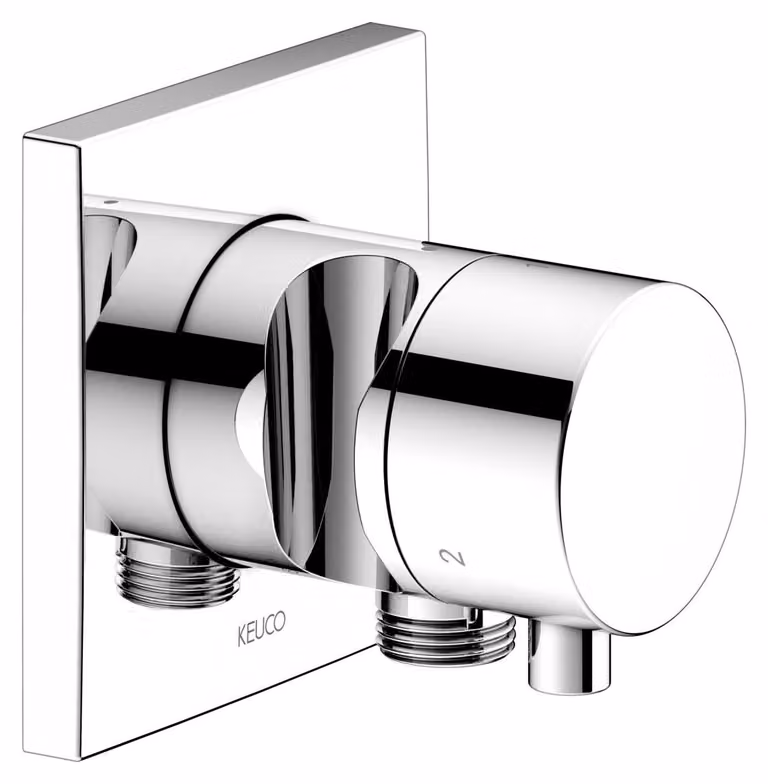 KEUCO IXMO Vanne d'inversion à encastrer 3 consommateurs, raccord de flexible, poignée Comfort et support de douche, sans arrêt, rosace carrée, 59548011202, 59548011202