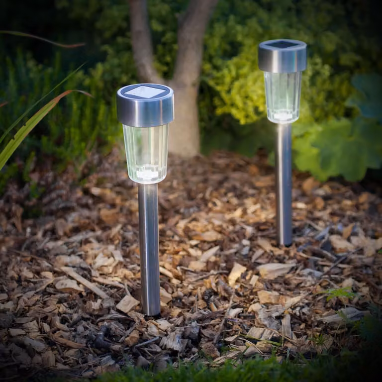 1x lampada da giardino a LED solare con picchetto - Bianco freddo - Grigio - Metallo - 18,5 cm - Alimentazione solare - Si accende automaticamente al tramonto - Illuminazione decorativa da esterno per giardini e vialetti [11702A]