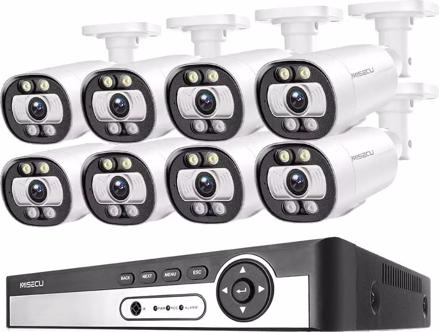sistema di telecamere di sicurezza 8CH NVR, risoluzione 4K, rilevamento umano AI, 8CH NVR 8PCS CAM 5MP, 1T