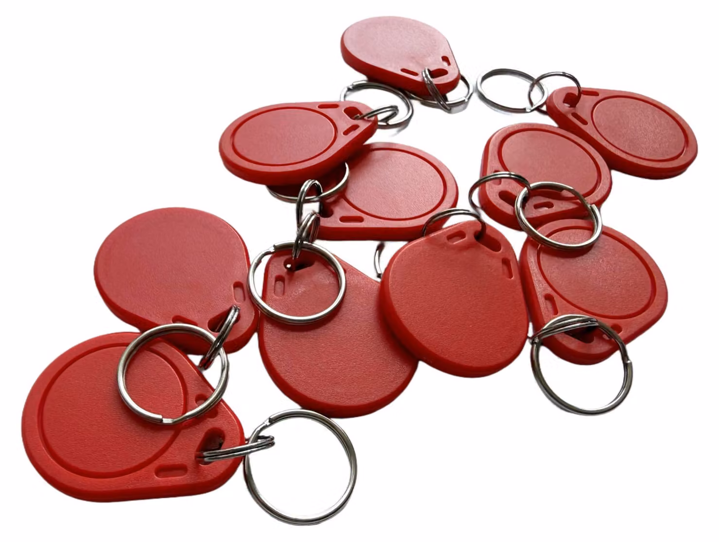 Etichetta RFID da 13,56 MHz, capacità 1K, colore rosso, confezione da 10 pezzi, forma ovale, impermeabile