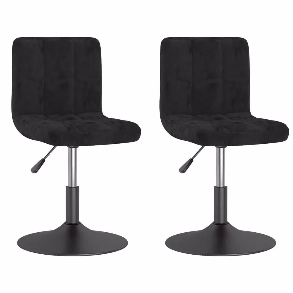 Set di 2 sedie da pranzo girevoli vidaXL in velluto nero con struttura in metallo per soggiorno e cucina – 2