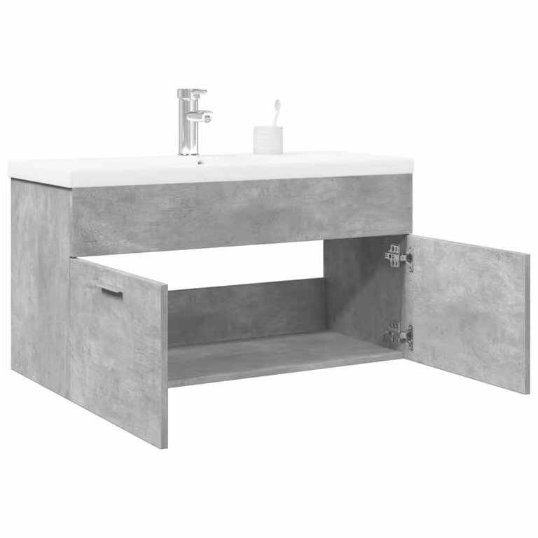 Mobile da bagno sospeso vidaXL con lavabo integrato, bianco e grigio, L: 76,0 cm, P: 38,5 cm, H: 90,0 cm