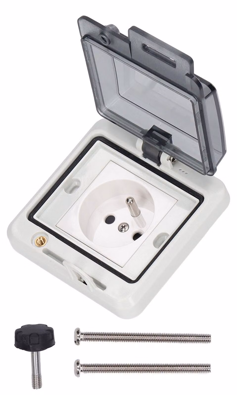 Presa esterna impermeabile per il giardino, a incasso, grado di protezione IP66, 1 uscita, non interruttore, 250 V, 16 A, stile FR