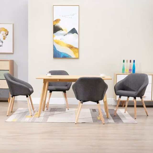Sedie da Pranzo 4 pz Grigio Scuro in Tessuto 278408