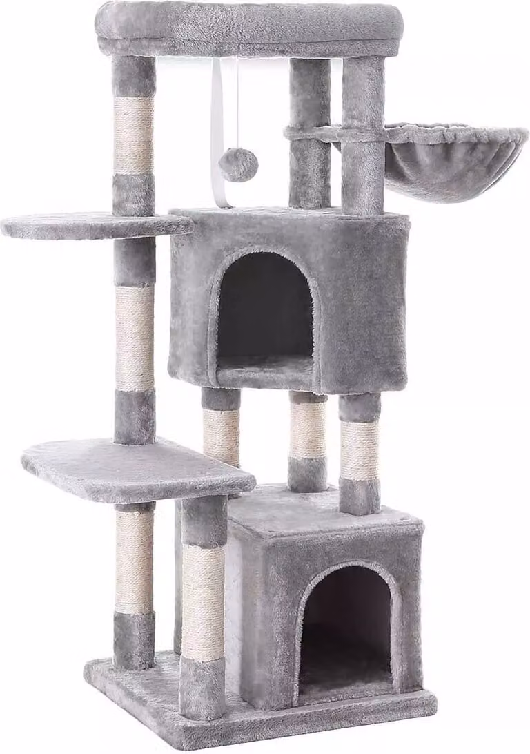 In And OutdoorMatch Tiragraffi Peggie - 120 cm - Per gatti - Grigio - Morbida amaca per gatti - Gioco per gatti - Adatto a gattini piccoli e grandi