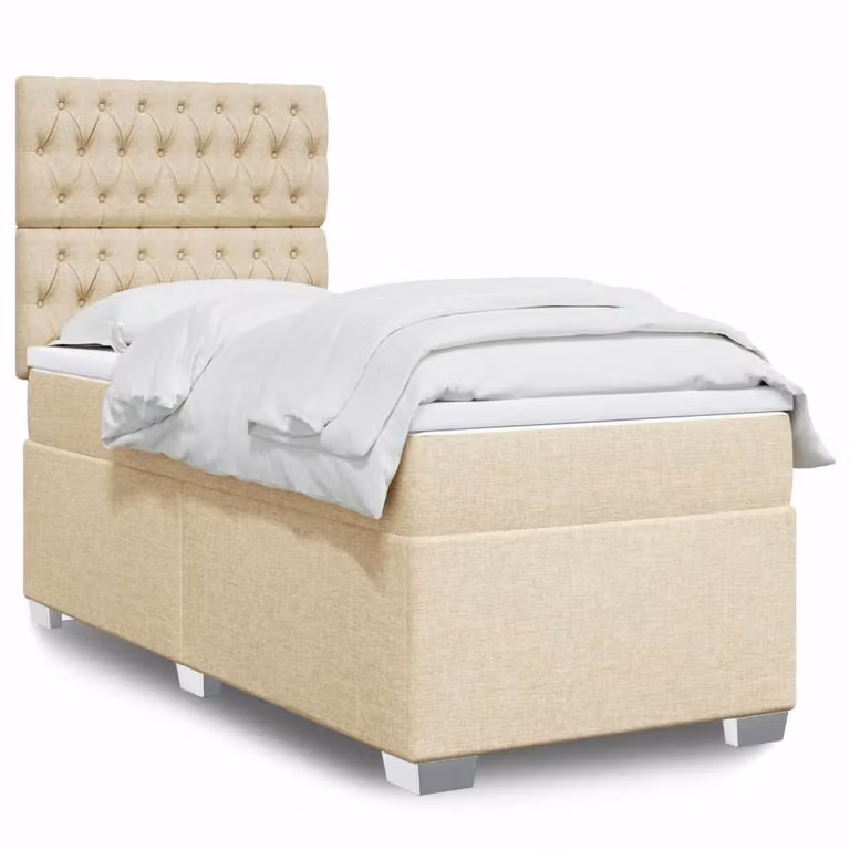 Maison Exclusive - Giroletto a Molle con Materasso Crema 100x200 cm in Tessuto