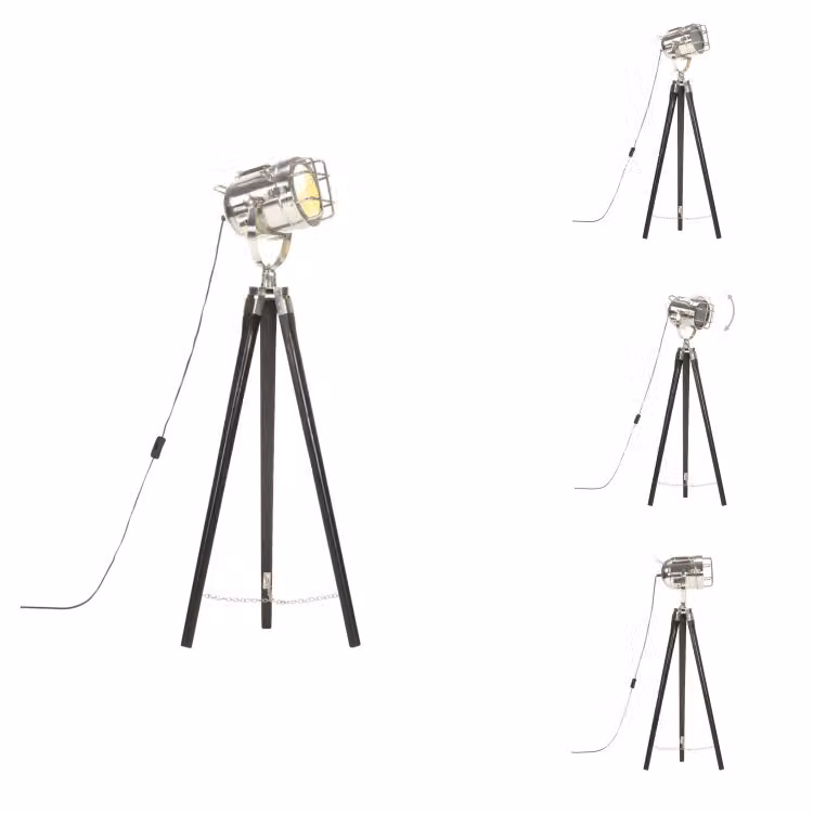 vidaXL Lampada a treppiede in legno massiccio di mango nero 97 cm - Lampade