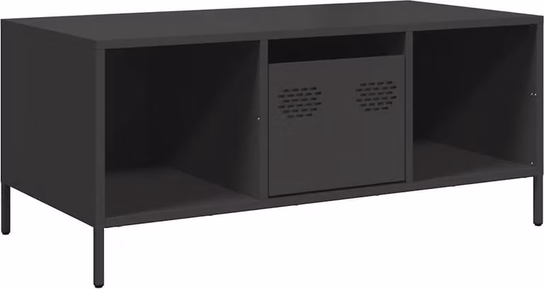 Tavolino Nero 101,5x50x43,5 cm in Acciaio Laminato a Freddo