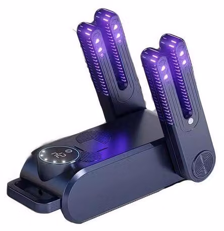 Asciugascarpe pieghevole con timer, deodorante e sterilizzante, per uso domestico.