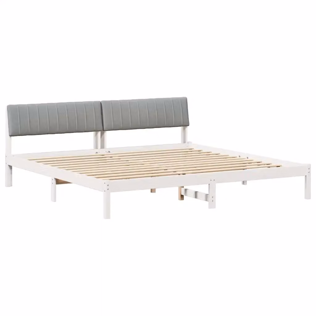 Struttura del letto imbottita vidaXL in legno di pino bianco e grigio 200 x 200 cm – 2