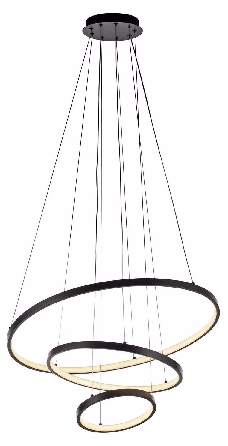 JUST LIGHT CERCHI Lampada a sospensione LED bianco caldo 45W nera 15070-18