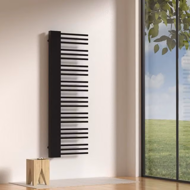 Scalda asciugamani da parete Kviteseid neu.haus in acciaio nero L: 146 cm, P: 45 cm