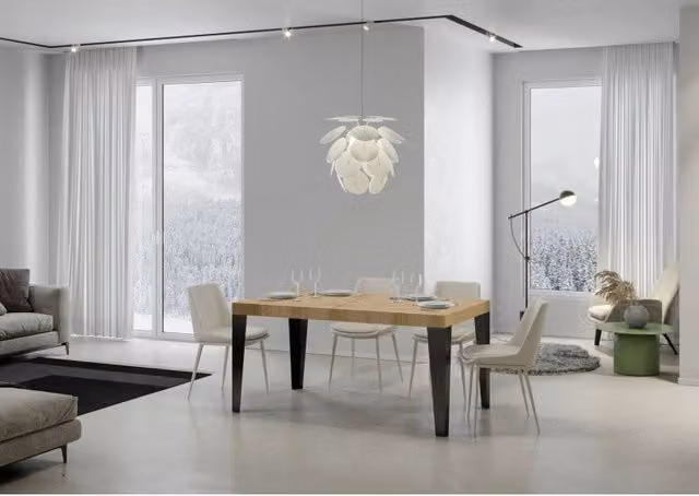 Tavolo allungabile Flame Premium ITAMOBY in legno Quercia Natura con telaio Antracite L: 160-420 cm, P: 90 cm – 1