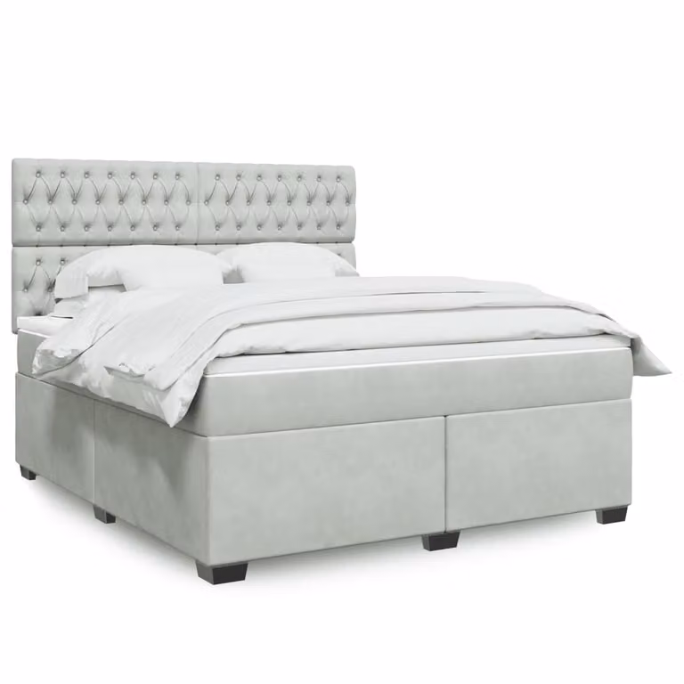 vidaXL Giroletto a Molle con Materasso in Velluto Grigio Chiaro L/P: 180 x 200 cm