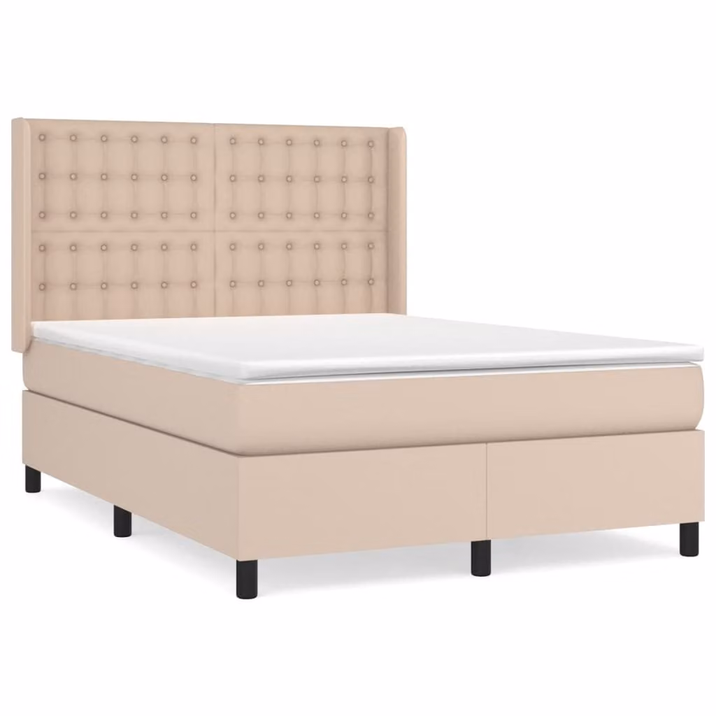 Giroletto a Molle con Materasso Cappuccino 140x200cm Pelle finta