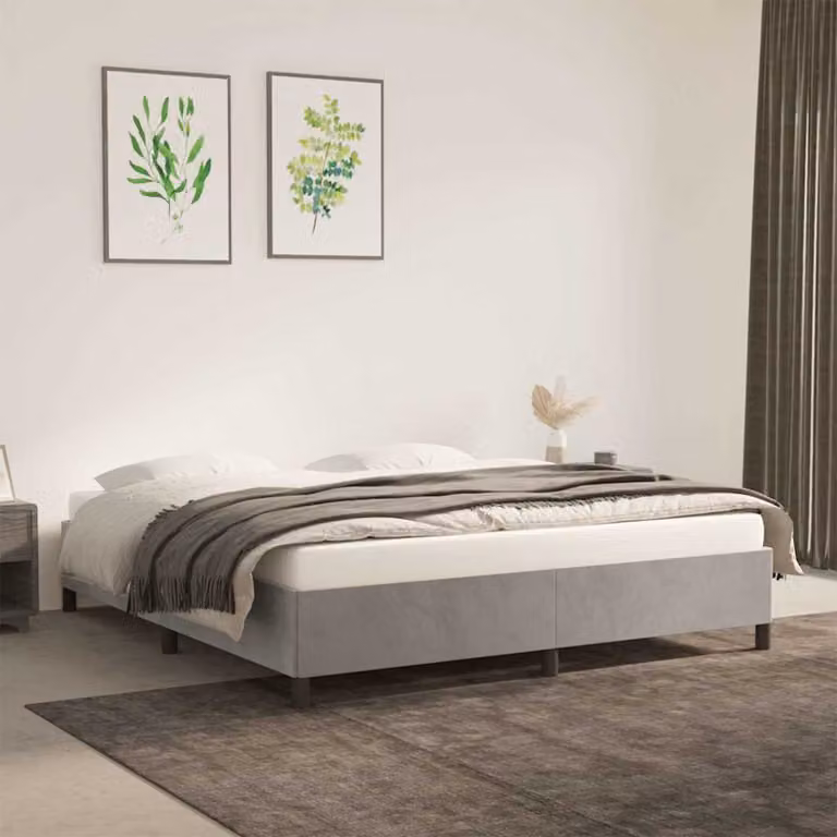 vidaXL Giroletto imbottito in velluto Grigio Chiaro L: 180 cm, P: 200 cm