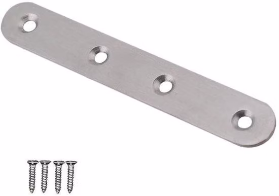 Set di staffe in acciaio inossidabile - Staffa piatta - Piastre di fissaggio - Piastre di riparazione - Piastre di collegamento - Facile da installare - 125x19x3 mm - Staffa angolare