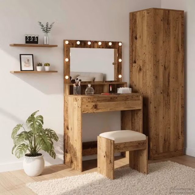 Tavolo da Trucco con specchio-Tavolo da Vanit¨¤ Legno vecchio 75,5 x 41 x 135 cm