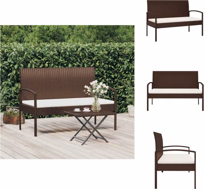 vidaXL Panchina da giardino con cuscini Marrone 105 cm Poly Rattan -  Panchine da giardino