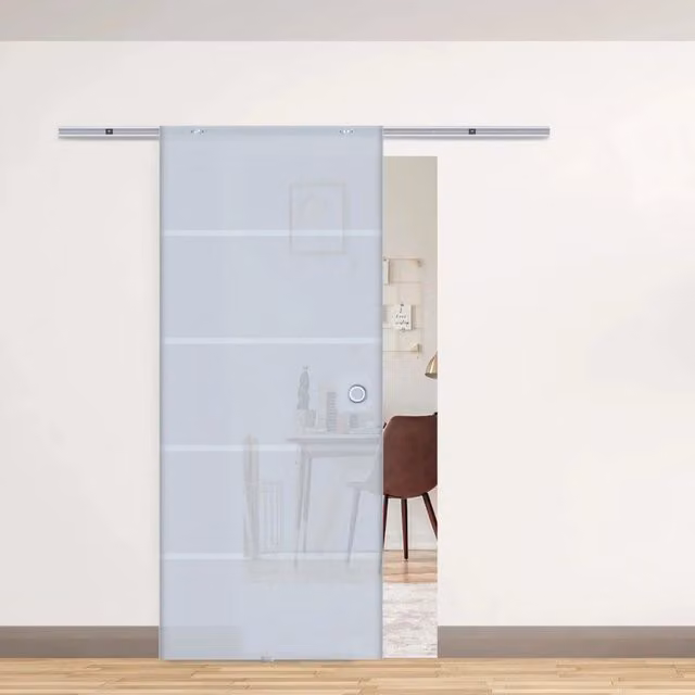 Porta scorrevole moderna WISHDOR in vetro trasparente con guida in alluminio, L: 90 cm, H: 205 cm
