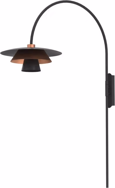 Applique Luminex Plato in metallo nero e rame con attacco E27
