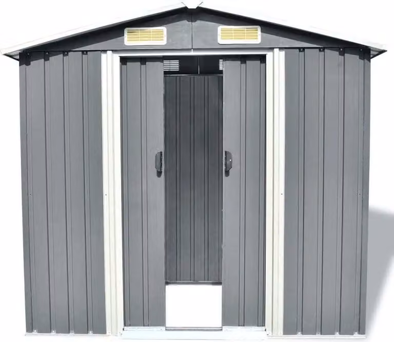 Capanno per Attrezzi in Metallo Grigio 204x132x186 cm